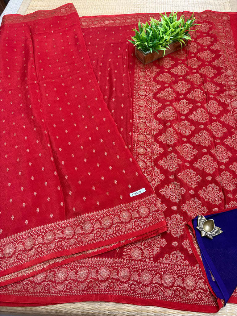 Semi Banarasi Crepe Sarees #F8203