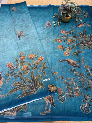 Linen Saree #F9664