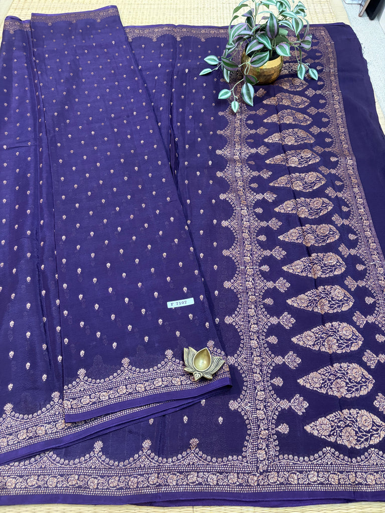 Semi Banarasi Crepe Sarees #F7107