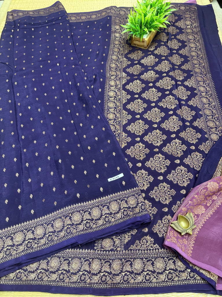 Semi Banarasi Crepe Sarees #F8199