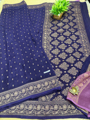 Semi Banarasi Crepe Sarees #F8199