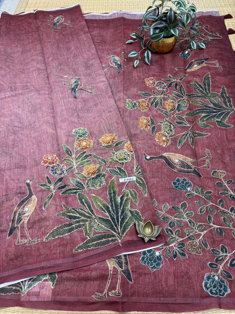 Linen Saree #F9661