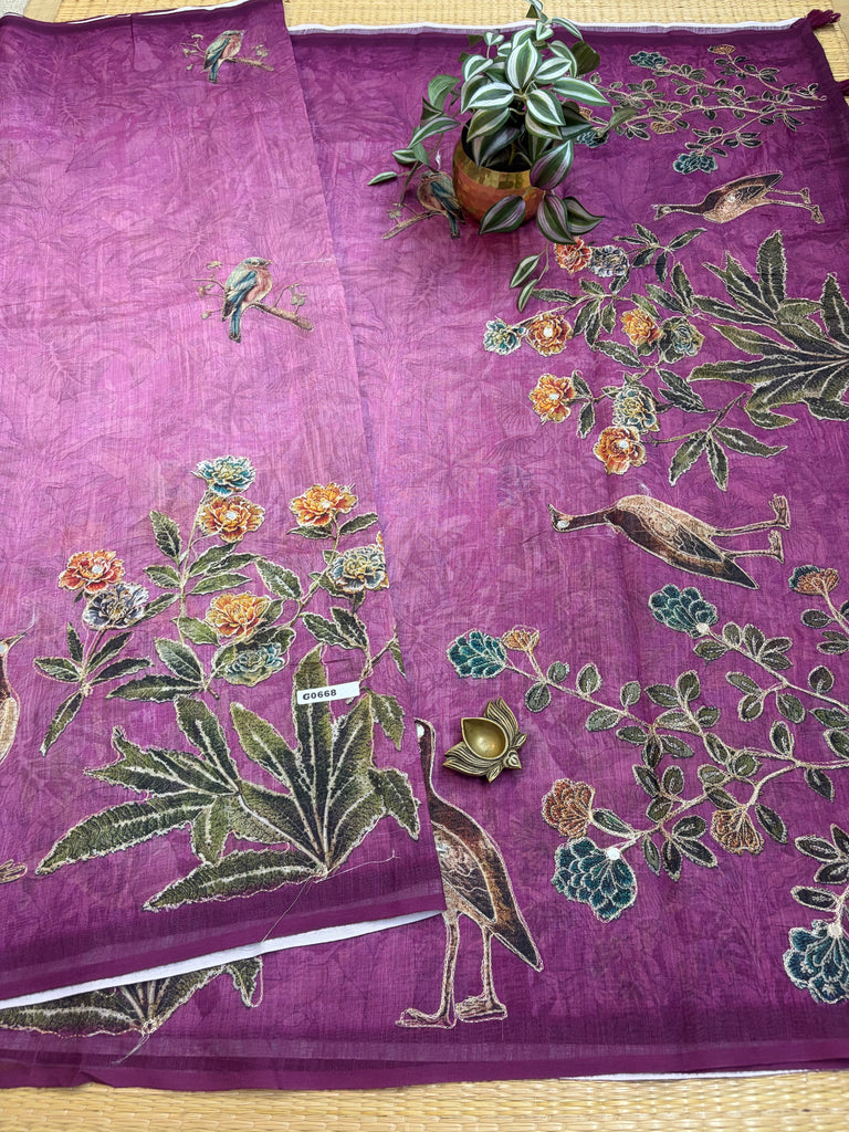 Linen Saree #G668