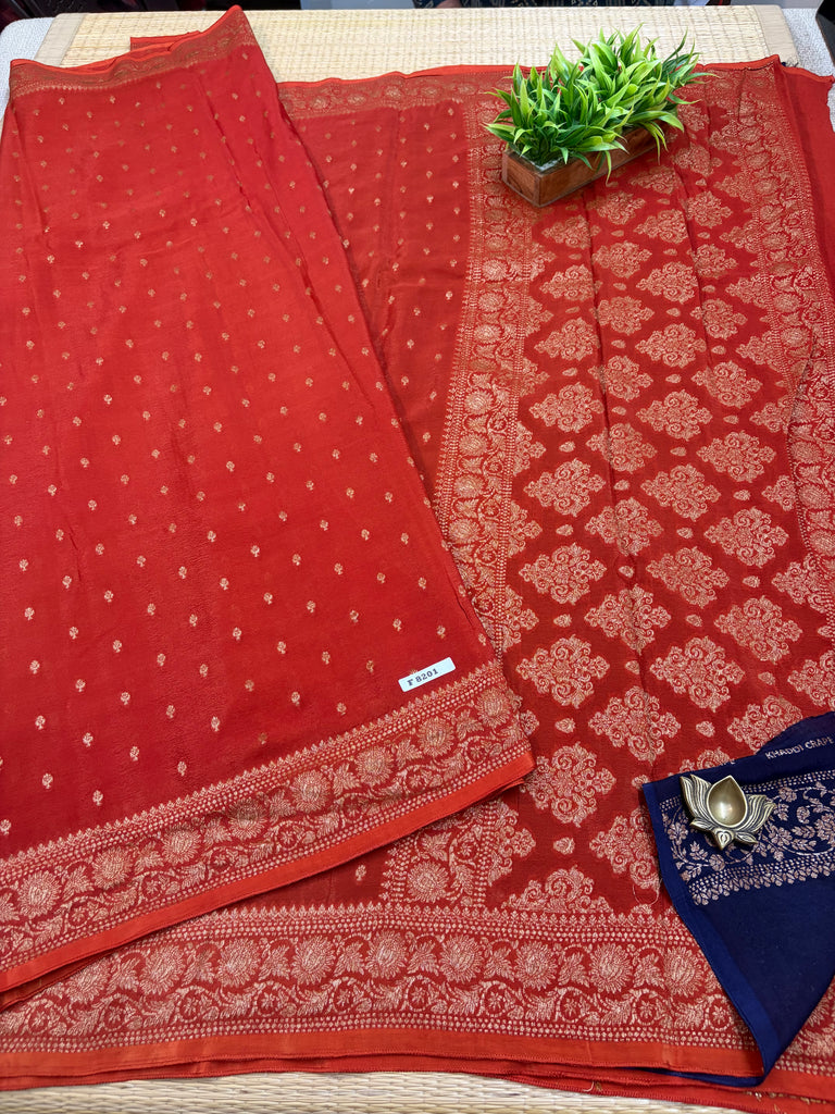 Semi Banarasi Crepe Sarees #F8201