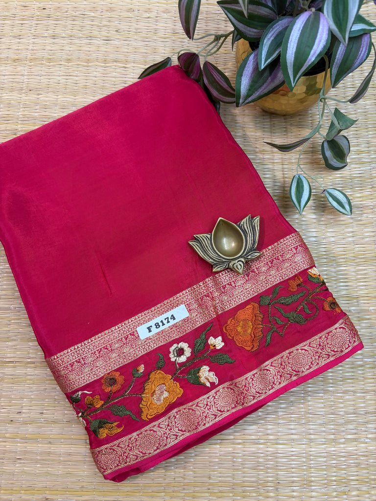 Semi Crepe Sarees #F8174