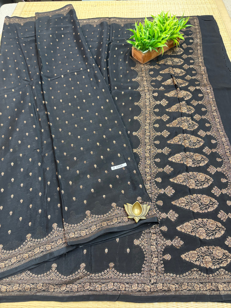 Semi Banarasi Crepe Sarees #F7106