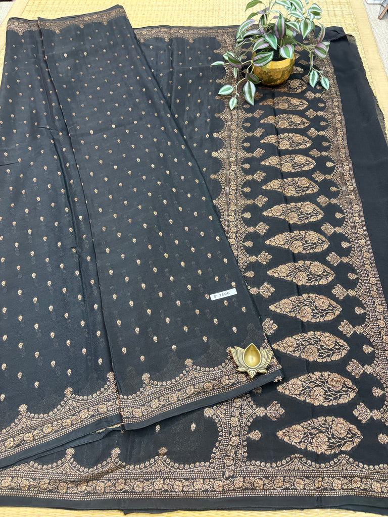 Semi Banarasi Crepe Sarees #F7106