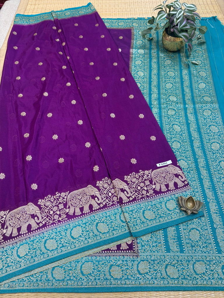 Semi Banarasi Crepe Sarees #F9491