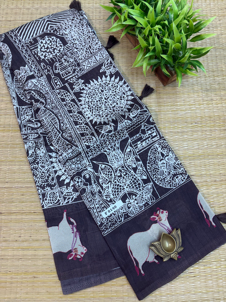 Pure Printed Silk Saree #F8140