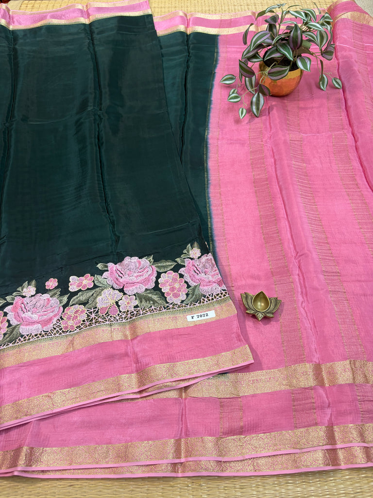 Semi Crepe Sarees #F7072