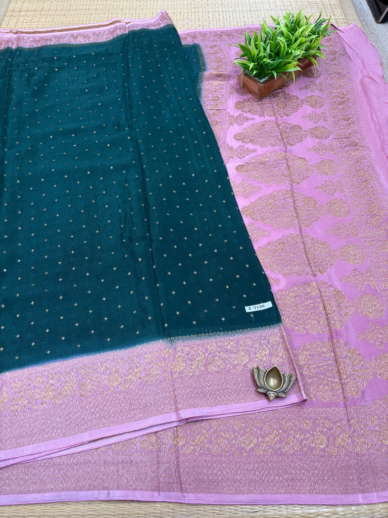 Semi Banarasi Crepe Sarees #F7136