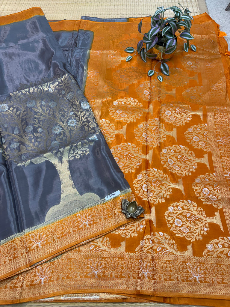 Satin Crepe Saree #F5990