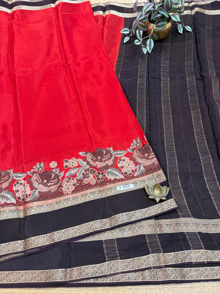 Semi Crepe Sarees #F7076