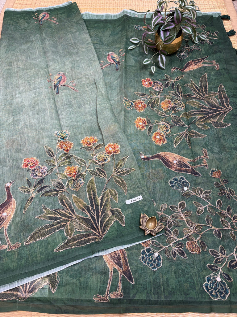 Linen Saree #F9663