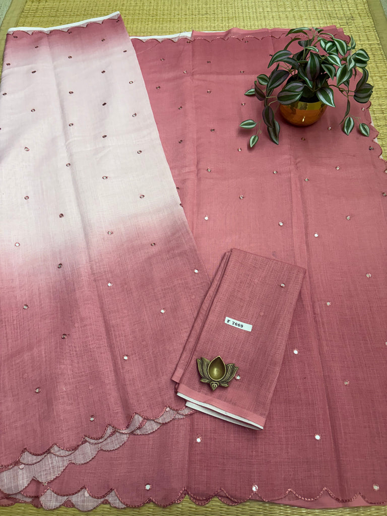 Linen Saree #F7669