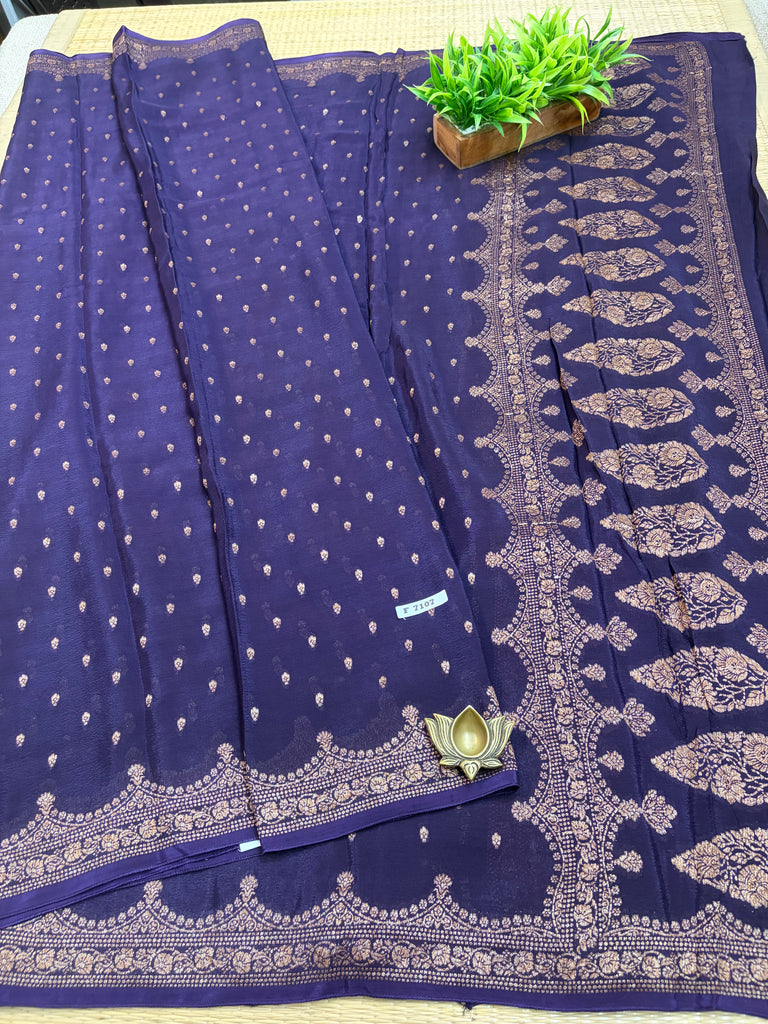 Semi Banarasi Crepe Sarees #F7107