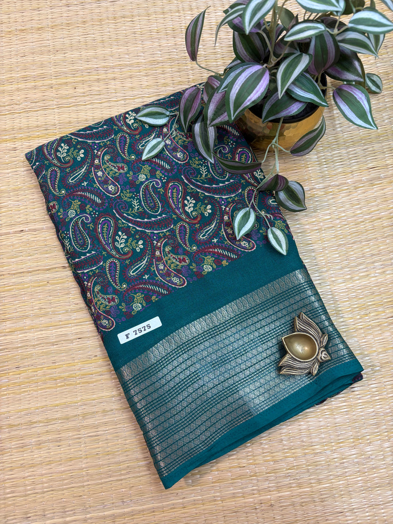 Mass Crepe Sarees #F7575