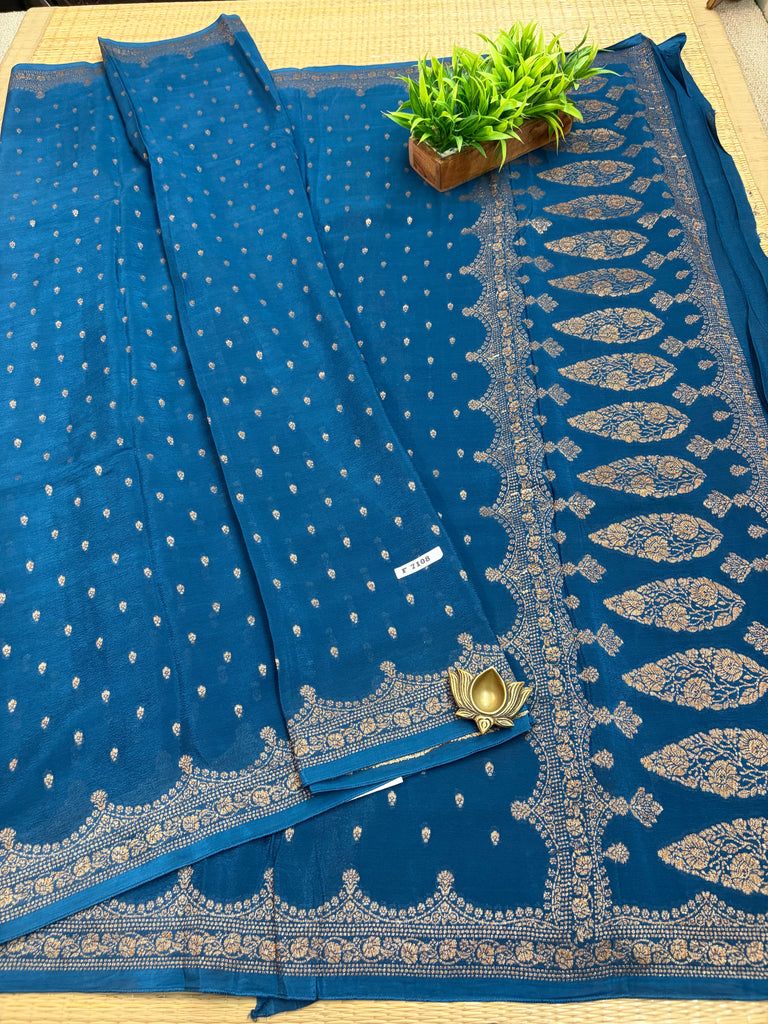 Semi Banarasi Crepe Sarees #F7108