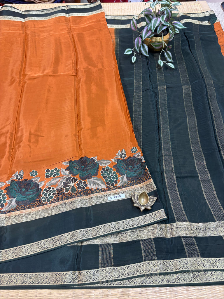 Semi Crepe Sarees #F7075