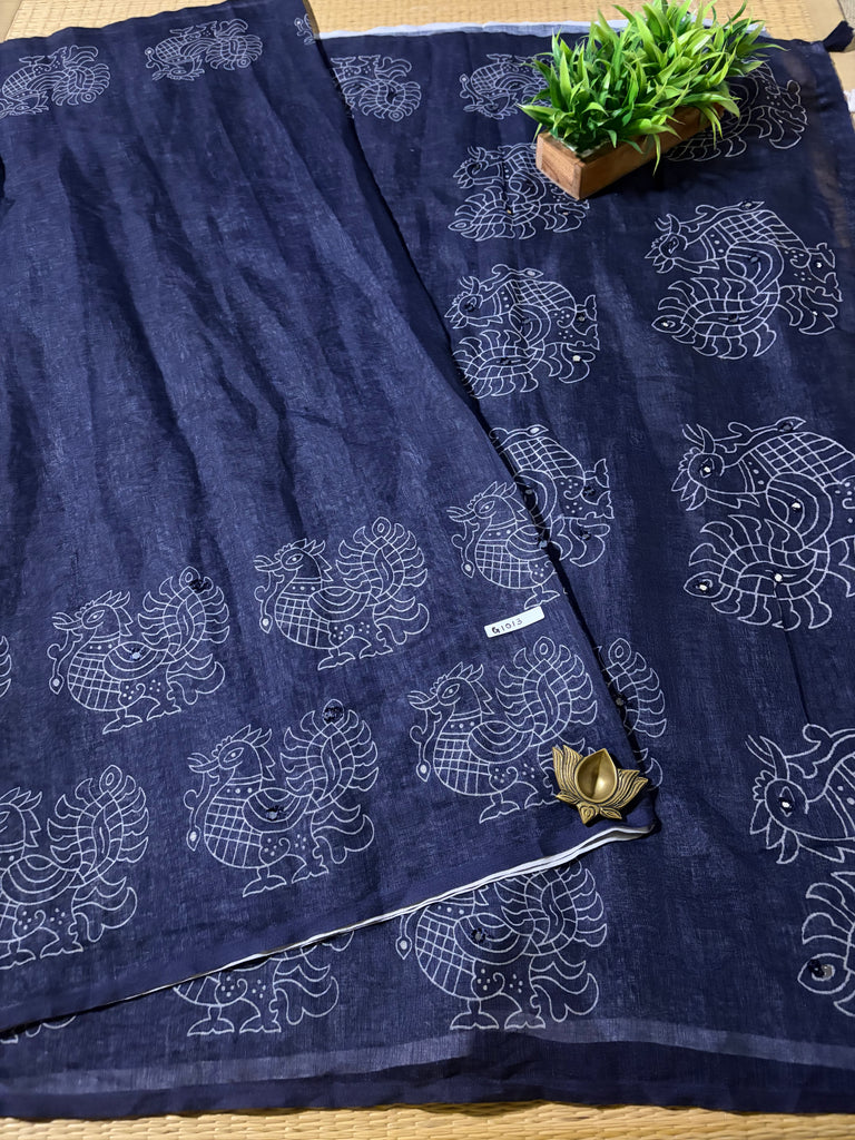Linen Sarees#G1013