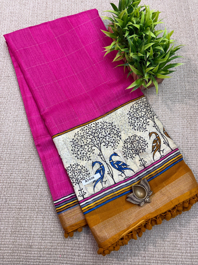 Semi Linen Silk Sarees #A7936