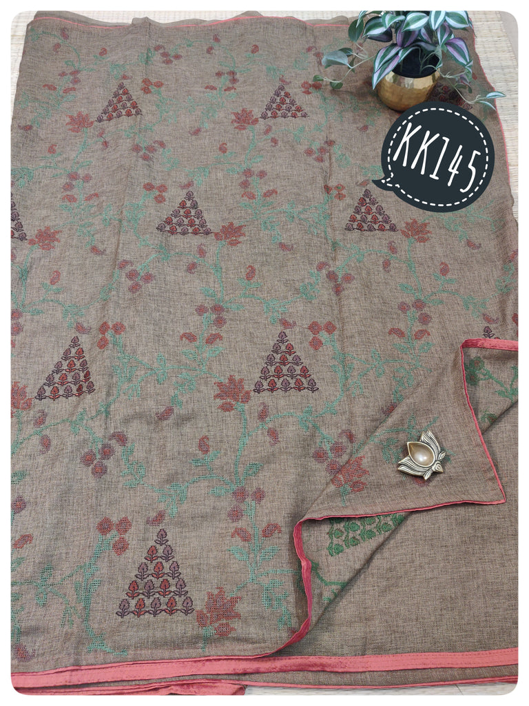 Embroidery Soft Jute sarees#KK145