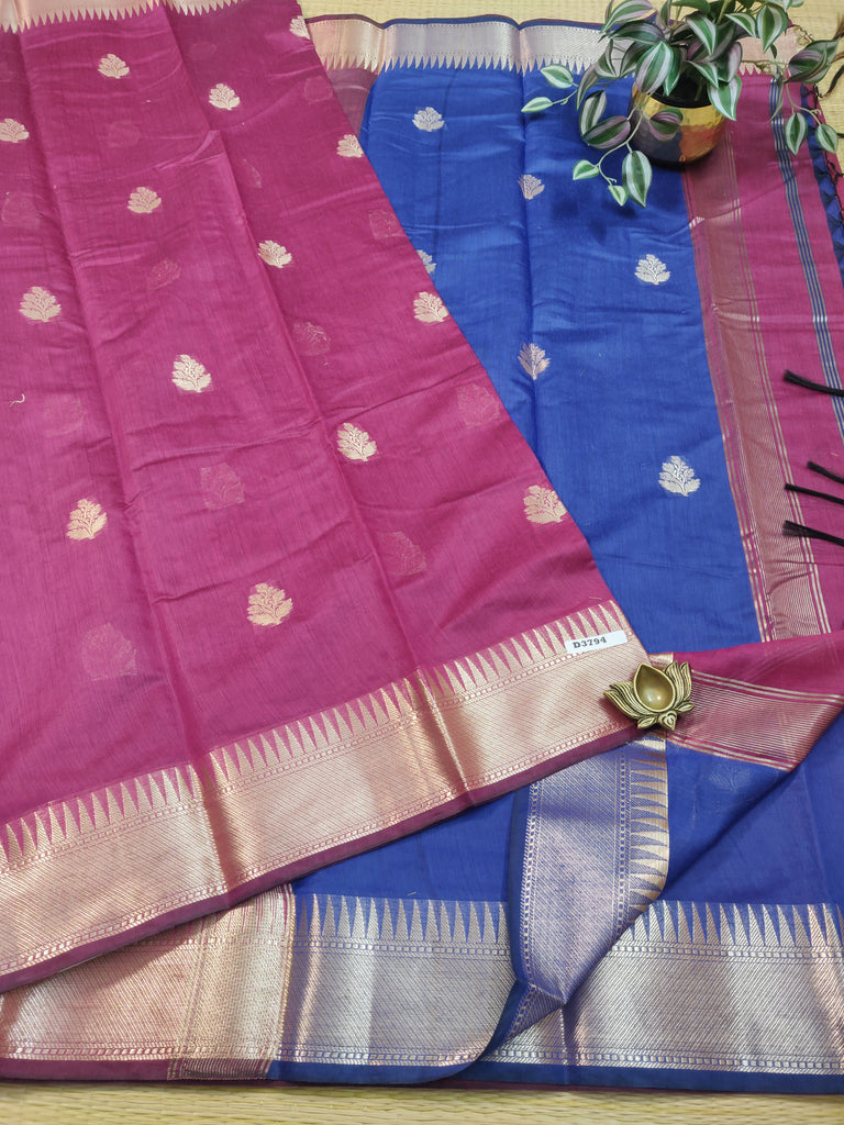 Pure Silk Cotton Sarees #D3794
