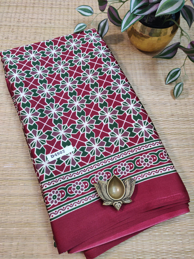 Satin Crepe Saree #D4907