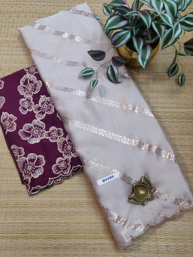 Satin Crepe Saree #D5285