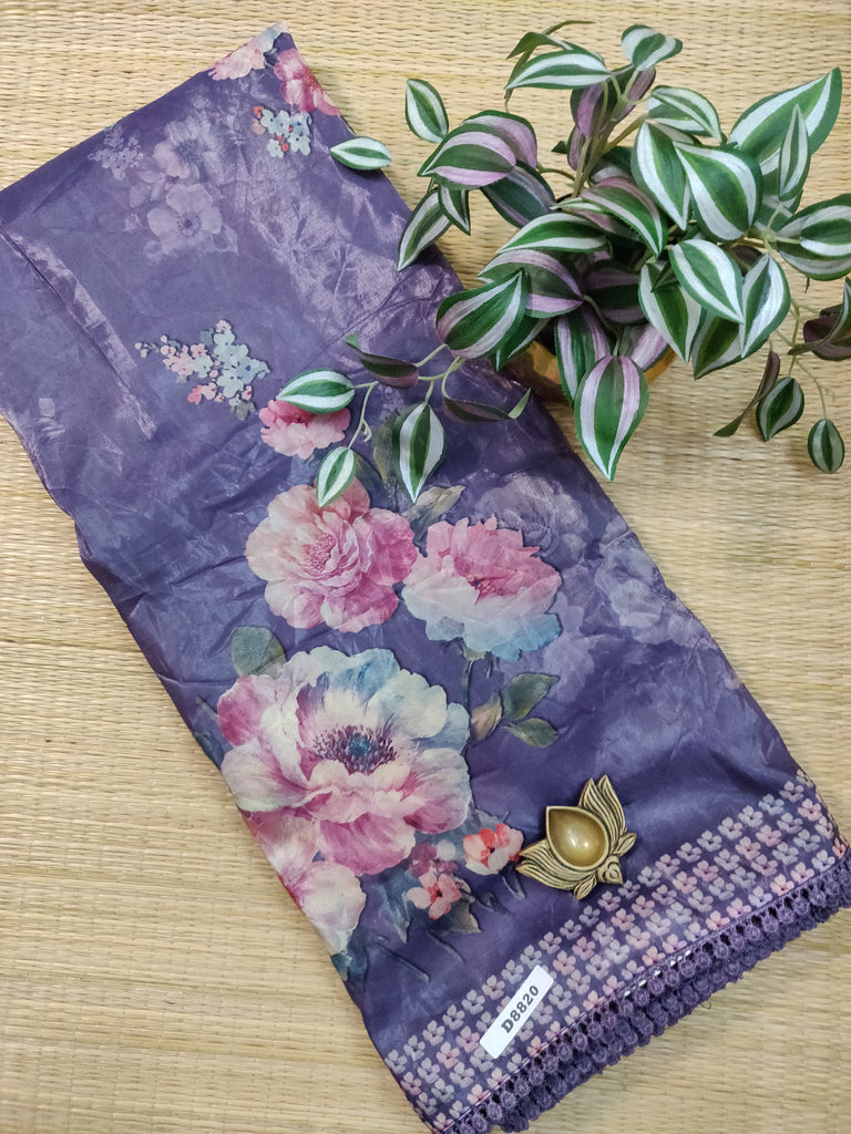 Soft tissue Satin Saree  #D8820