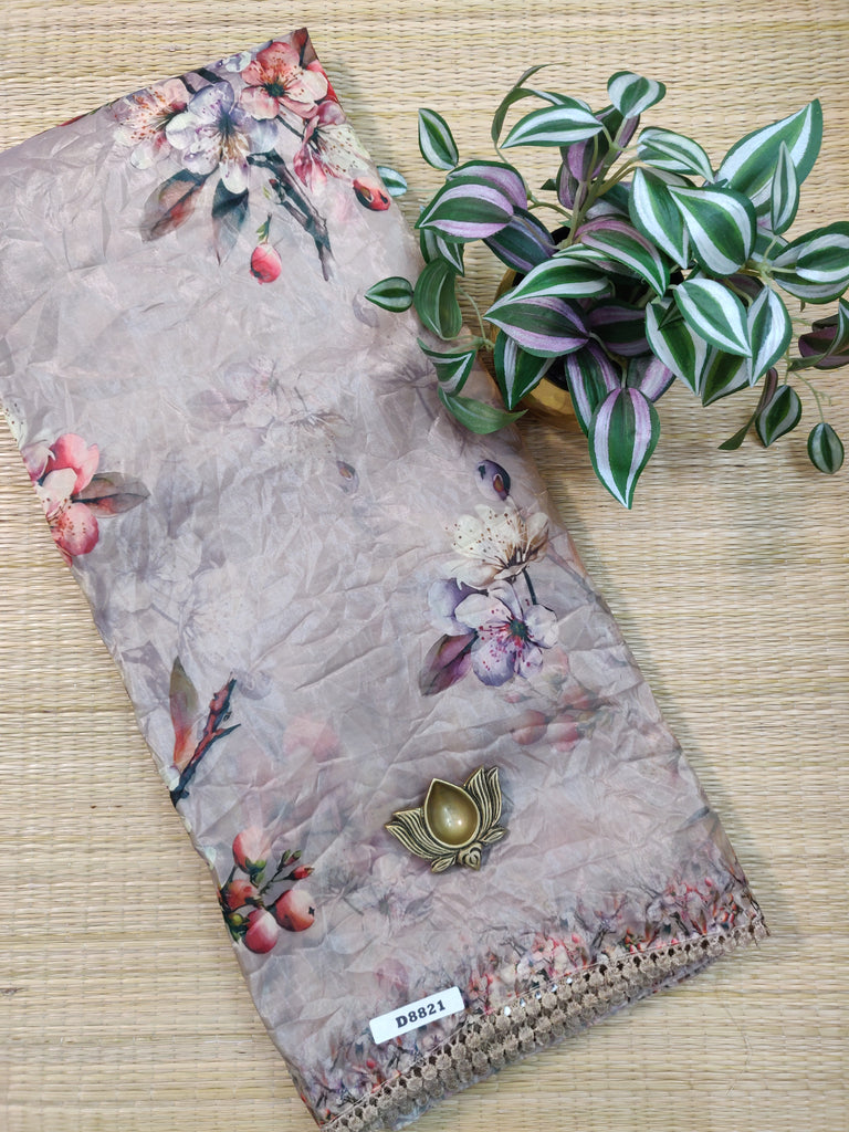 Soft tissue Satin Saree  #D8821
