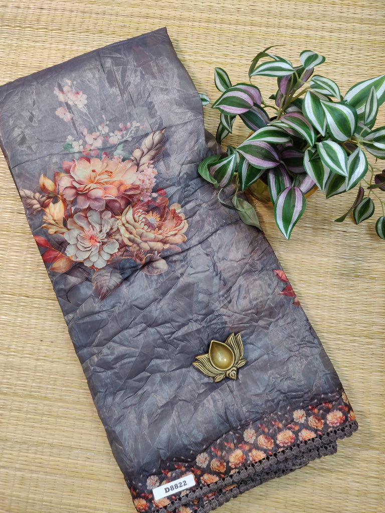 Soft tissue Satin Saree  #D8822