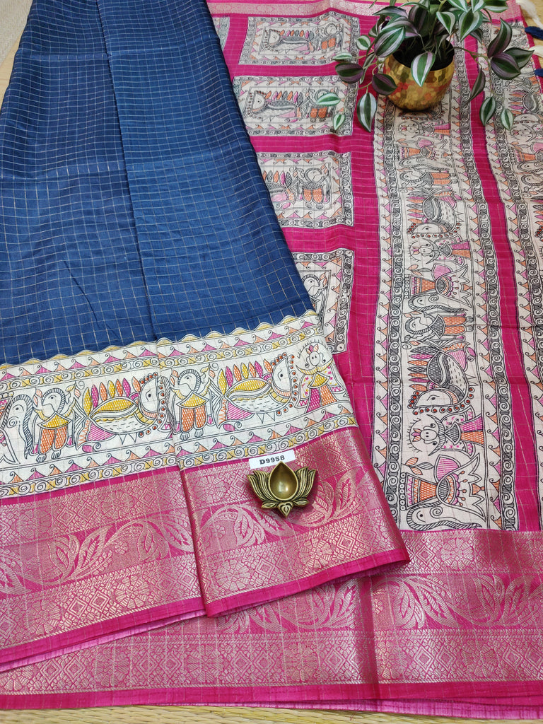 Dola Checks Printed Silk #D9958