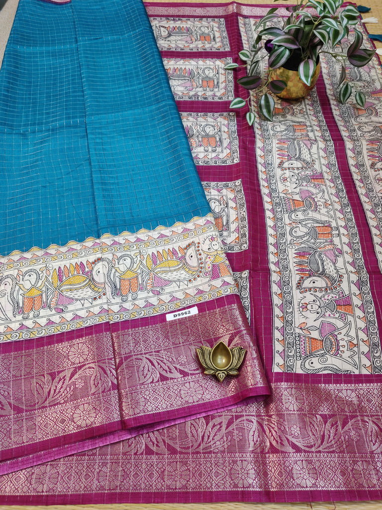 Dola Checks Printed Silk #D9962