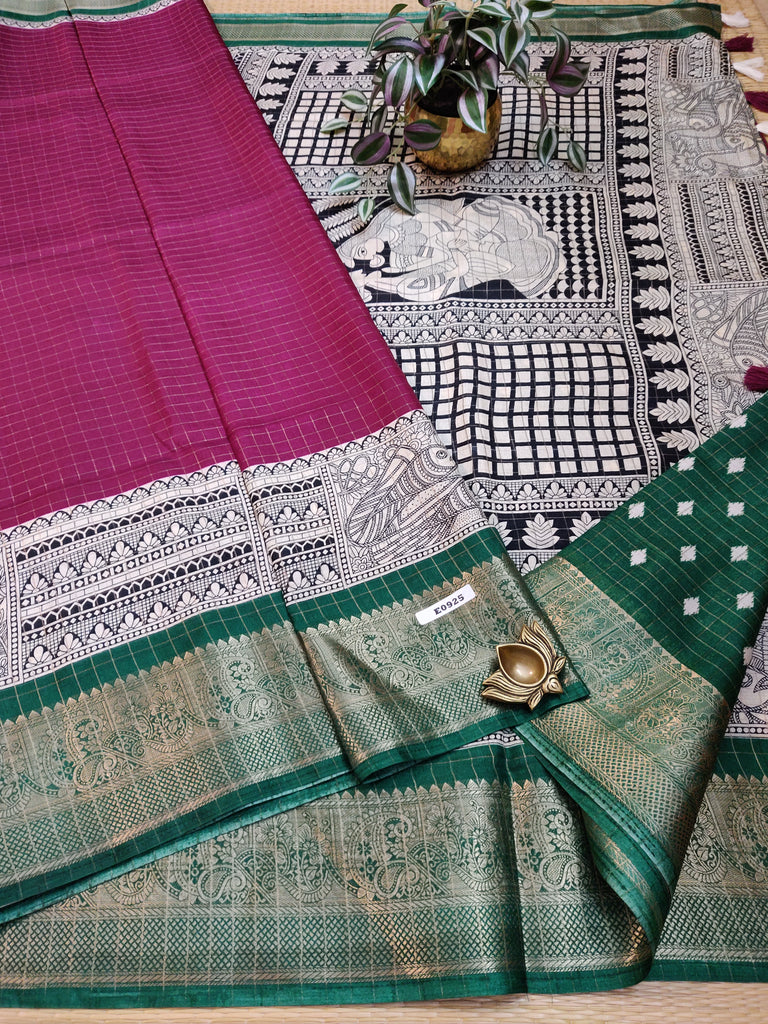 Dola Checks Printed Silk #E0925