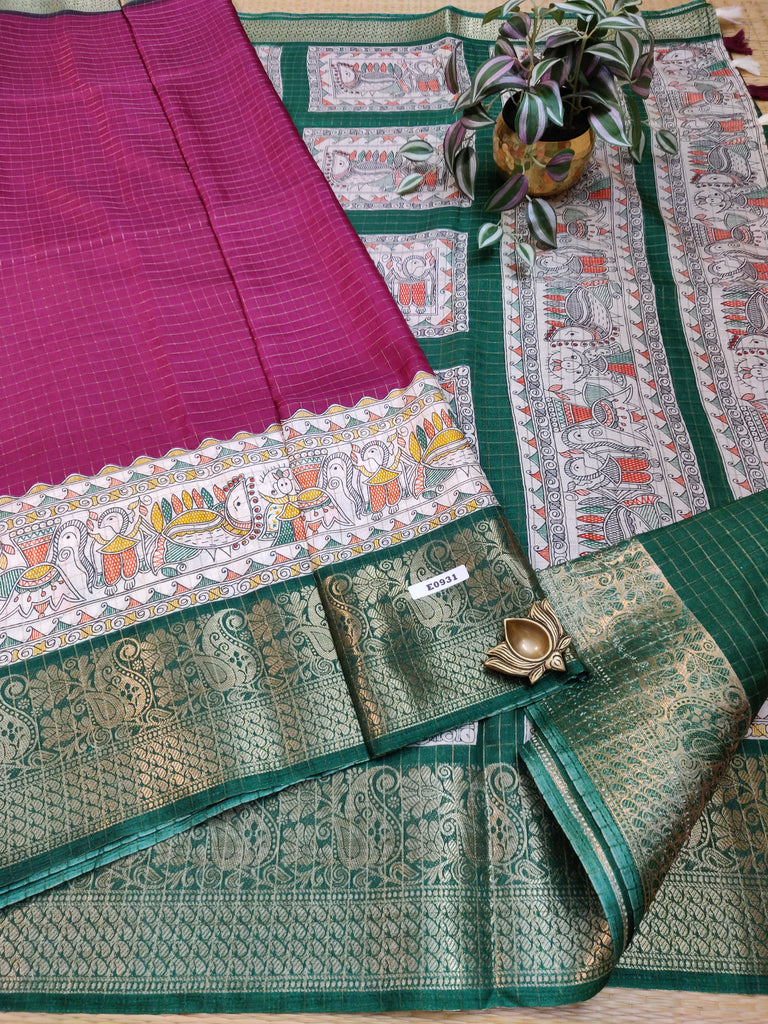 Dola Checks Printed Silk #E0931