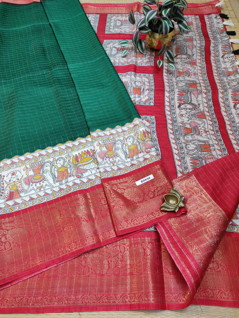 Dola Checks Printed Silk #E0930