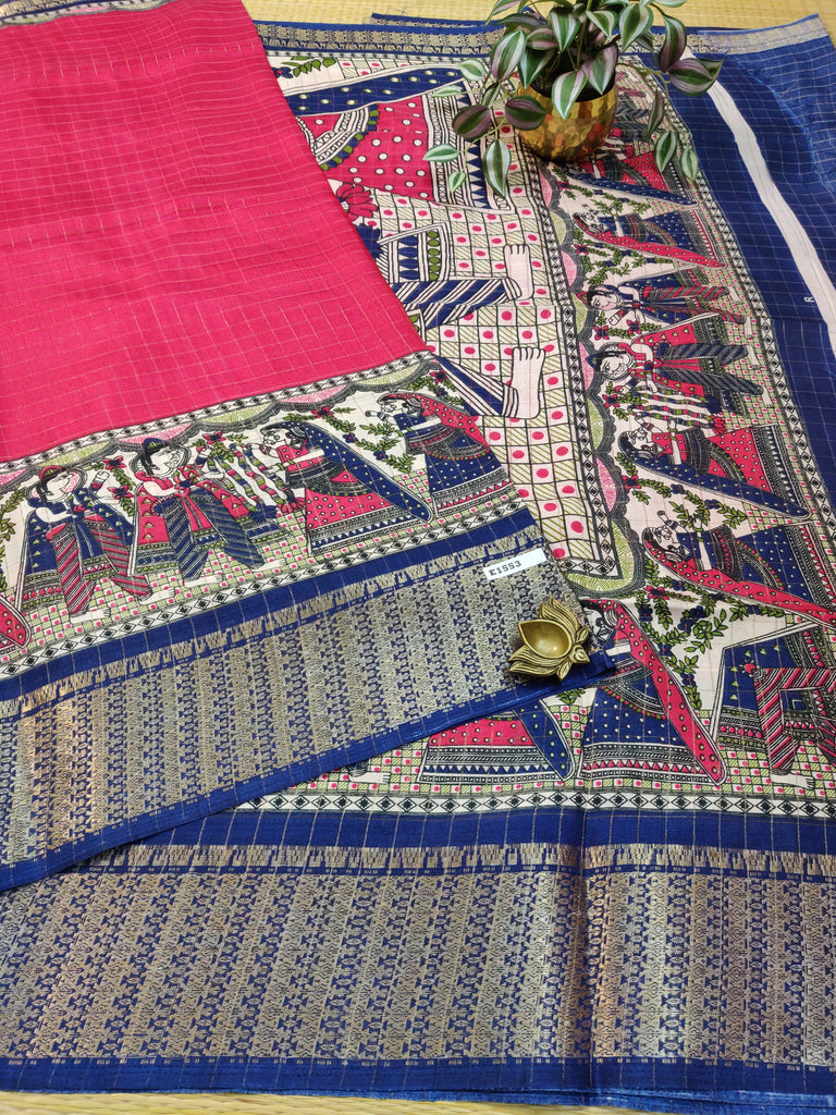 Dola Checks Printed Silk #E1553