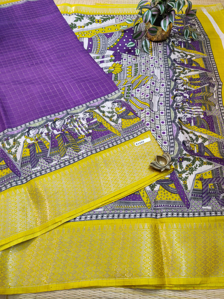 Dola Checks Printed Silk #E1555