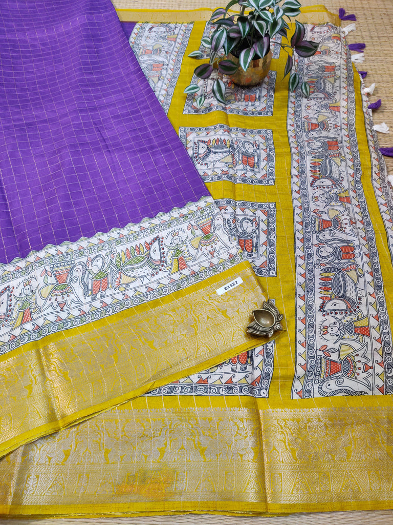 Dola Checks Printed Silk #E1527