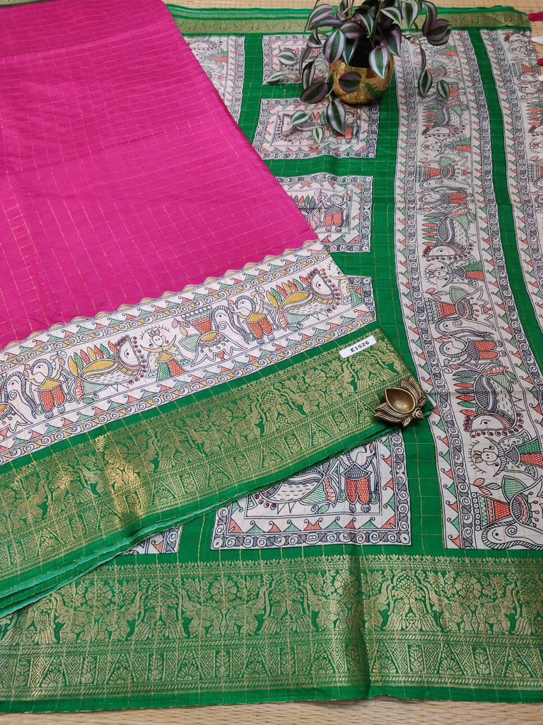 Dola Checks Printed Silk #E1526