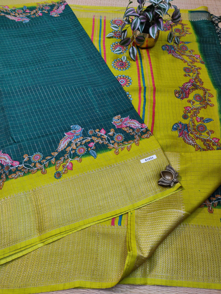 Dola Checks Printed Silk #E1521