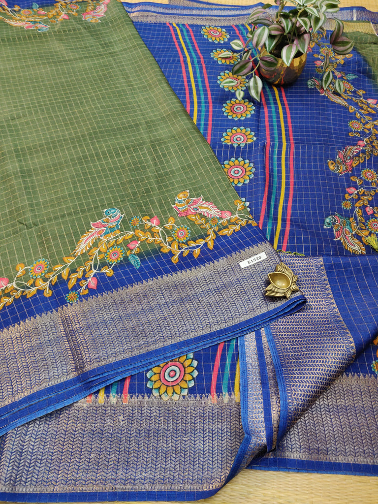 Dola Checks Printed Silk #E1520