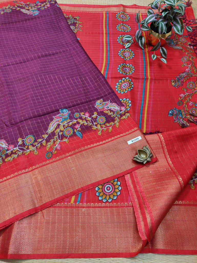 Dola Checks Printed Silk #E1525