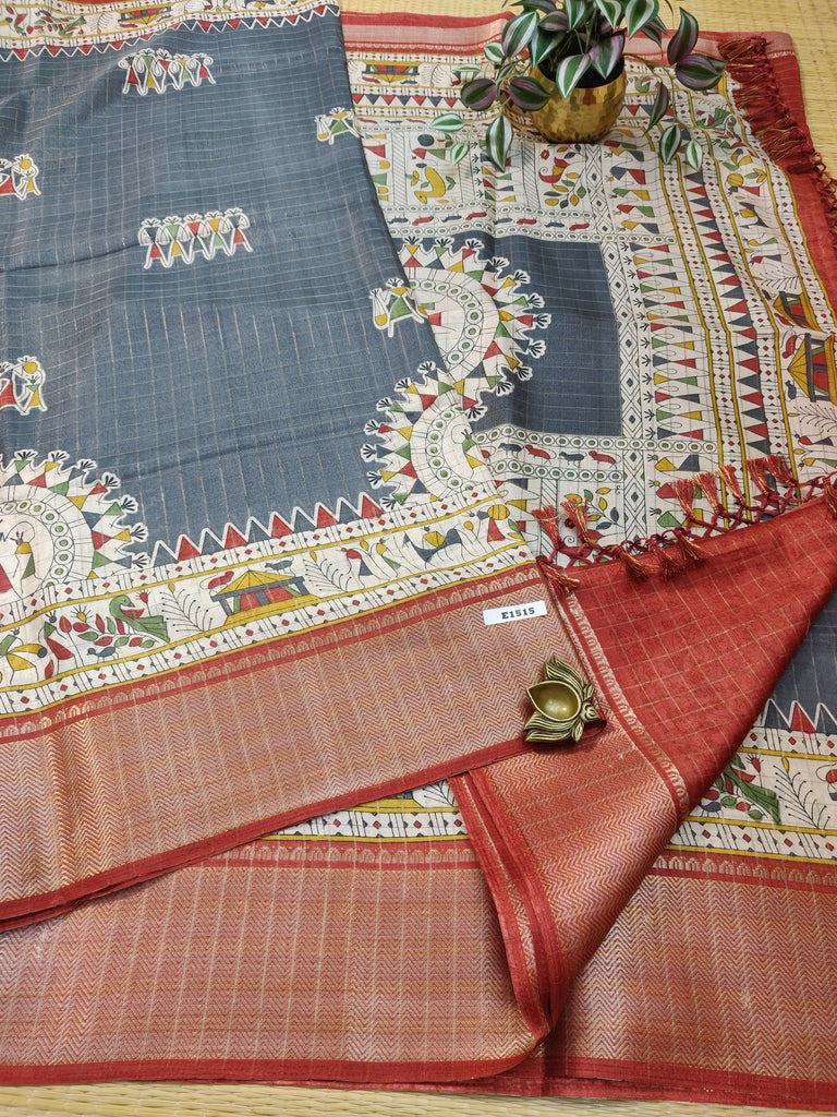 Dola Checks Printed Silk #E1515