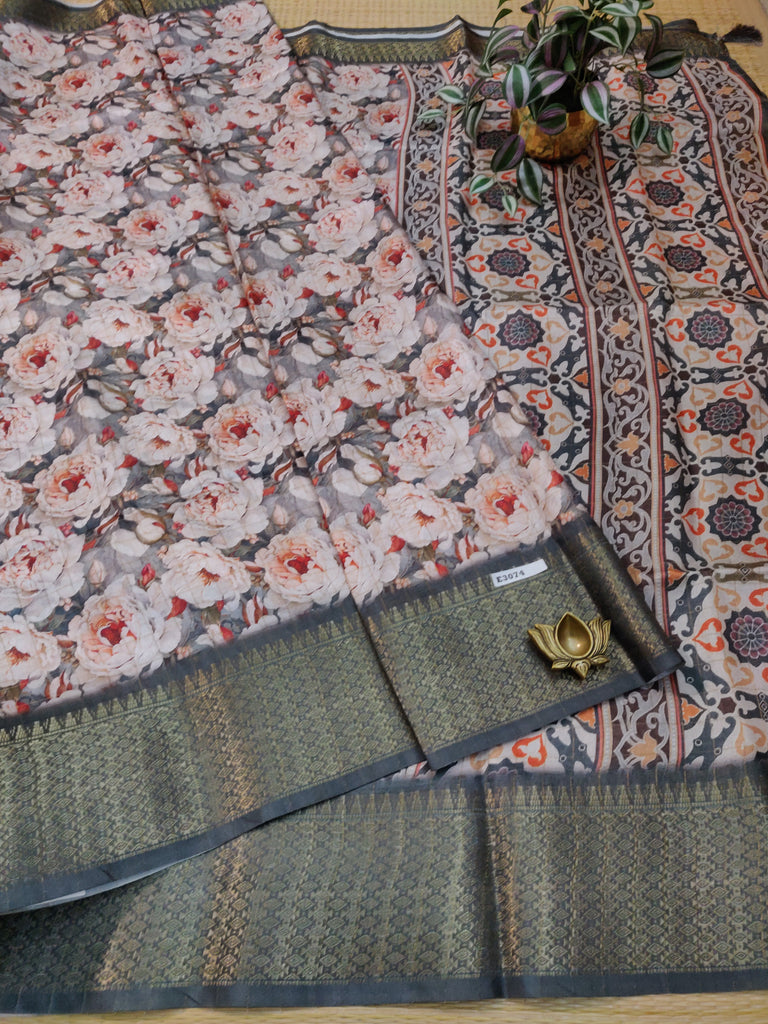 Dola Checks Printed Silk #E3074
