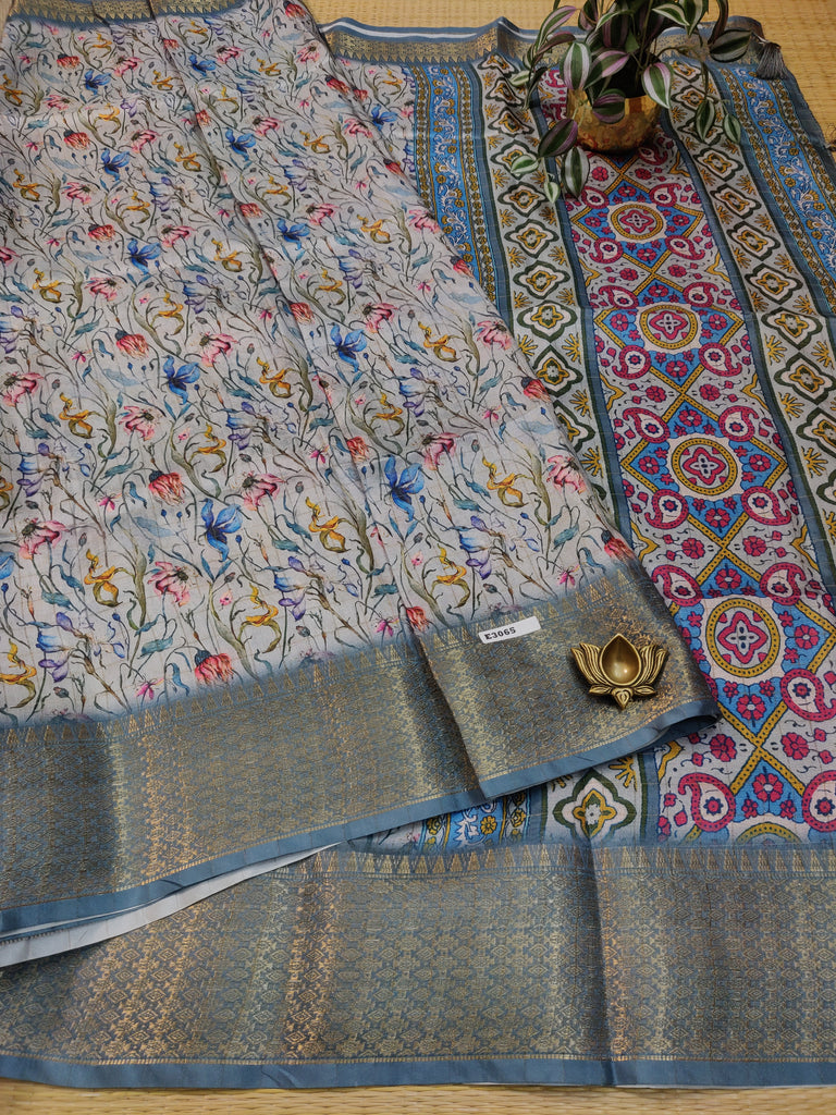 Dola Checks Printed Silk #E3065