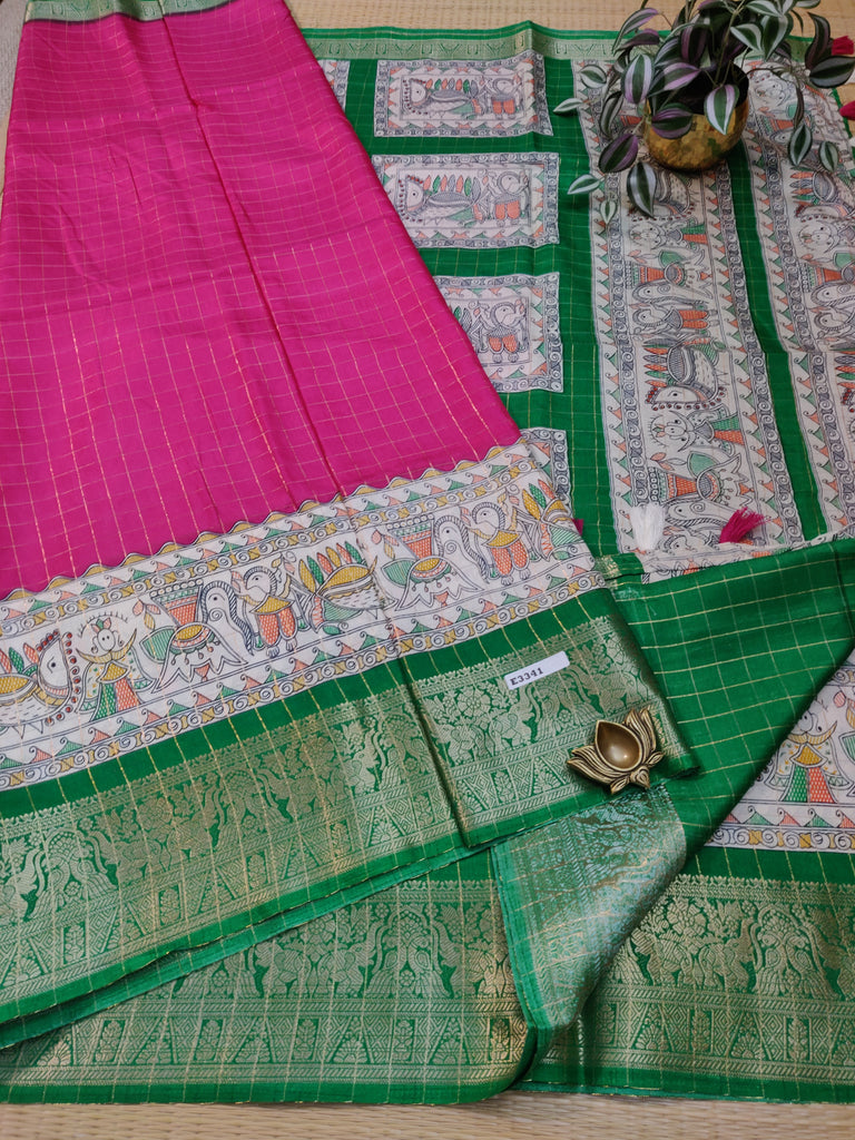 Dola Checks Printed Silk #E3314