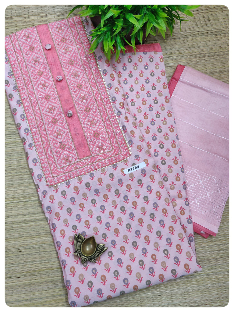 Unstitch Female Women''s Chanderi Silk Handwork Dress Material at Rs  495/piece in Surat